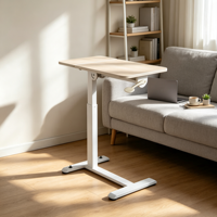 Höhenverstellbarer Metalltisch mit 4 Rollen für das Bett, Rechteckig, zum Essen
