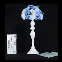 Centres de table de mariage hauts, porte-bougie doré, vase à fleurs, support à fleurs en métal blanc argenté pour décorations de tables de fête