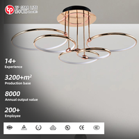 Lampu Gantung LED Modern Mewah dengan Ketinggian yang Dapat Disesuaikan, Lampu Plafon Cincin Kreatif untuk Ruang Tamu