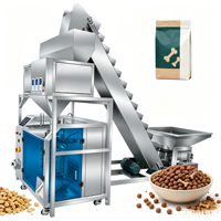 Machine d'emballage automatique horizontale pour aliments pour animaux de compagnie en sacs préformés avec élévateur à godets, équipement d'emballage Doypack linéaire à 3 têtes