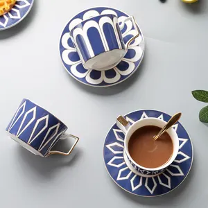 Fincan New bone china gold cup and saucer set, ceramic tea set, expresso cup