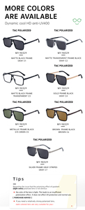 Gafas de sol polarizadas para hombre, lentes de sol de pesca con logotipo personalizado, de acero inoxidable, con borde completo cuadrado, con bisagra, UV400, dorado, marrón, a la <span class=keywords><strong>moda</strong></span> - Product Image 5