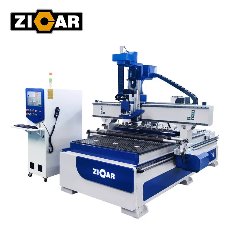 ZICAR ATC CNC آلة توجيه التداخل للوحات الأثاث الخشبي، خط إنتاج أثاث الخزانة، تطويق حواف خط إنتاج الخزانة