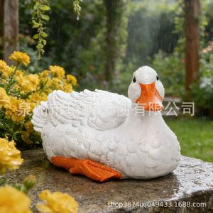 Figurine de canard blanc en résine, décoration de jardin, ornement artisanal animalier pour patio extérieur - Product Image 5