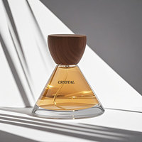Flacon de parfum en verre conique vide de luxe en forme de cône de 50ml 100ml avec boîte et bouchons en bois