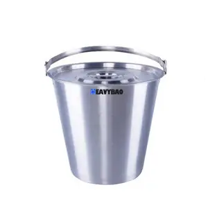 Heavybao Highest Level Kitchen Ware Used Food Stainless Steel Water Large Bucket Inclined Pail With Lid Commercial Barrel