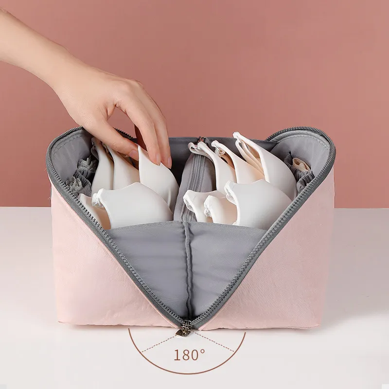 Custom Compartment Portable Fabric Underwear Storage Bag Lightweight Socks Bra Organizer Bag for Traveling