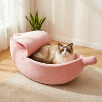 Lit pour animaux de compagnie créatif en forme de banane, en peluche, pour chat, hiver, chaud, dessin animé, nid pour animaux de compagnie, adapté aux chiens et aux chats, sensation de sécurité