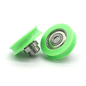 Rail de guidage en plastique POM en forme de U avec poulie à roulement à billes recouverte de caoutchouc 608 Rouleaux de roulement à billes concaves verts - Product Image 1