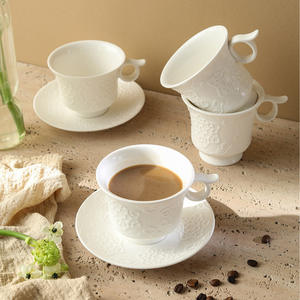 Juego de <span class=keywords><strong>Tazas</strong></span> y Platos de Cerámica con Relieve Exquisito de Estilo Europeo para Té de la Tarde, Café, Agua y <span class=keywords><strong>Desayuno</strong></span> - Product Image 5