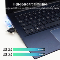 Clé USB argentée 3 en 1, câble multi-connecteurs USB C, Lightning, Micro USB, adaptateur USB 3.0 OTG pour Android IOS