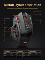 Souris de jeu optique sans fil ZELOTES F13, rétroéclairage RVB, design pour droitiers, programmation multi-touches, 2.4G/ trois modes pour le jeu
