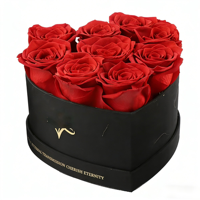 Rose éternelle faite à la main en seau, logo personnalisé, formes et tailles personnalisables, boîte cadeau, fleurs éternelles pour la fête des mères et les remises de diplômes