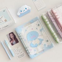 Reliure à double boucle transparente en PVC de style coréen A5, reliure à couverture souple avec motifs d'animaux mignons, reliure photo