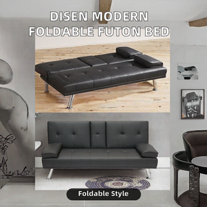 Modern Futon <b>Sofa</b> <b>Bed</b> Foldable Fabric Couch Armless Wooden Frame for Living Room Apartment Hotel - Product Image 2
