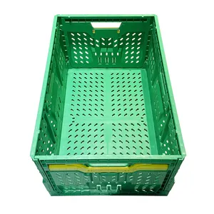 Heavy Duty Mesh Style Agriculture Collapsible Container Folding Storage Box Fruits Vegetable Plastic Foldable Crates