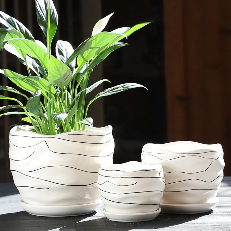 Produttori di grande creatività personalizzata Cinese vaso di fiori in ceramica con vassoio