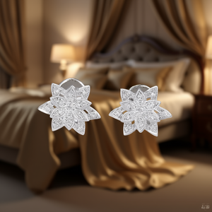 Orecchini E3400 in oro bianco con diamanti taglio brillante rotondo, stile classico da donna per matrimonio - Product Image 2