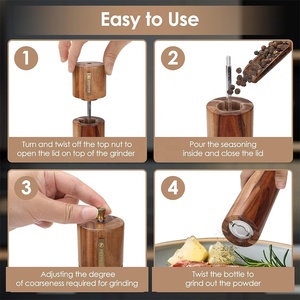 Ensemble <span class=keywords><strong>moulin</strong></span> à <span class=keywords><strong>sel</strong></span> et à poivre manuel en bois, écologique, de haute qualité, pour cuisine domestique, utilisation <span class=keywords><strong>humide</strong></span> et sèche - Product Image 4