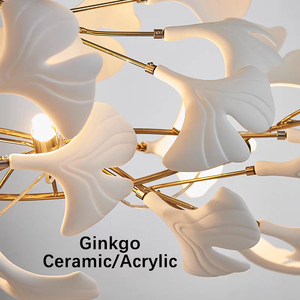 Candelabro LED de porcelana nórdica de pétalos modernos, iluminación de belleza, oficina de ventas, comedor, lámpara colgante, lámpara de techo - Product Image 5