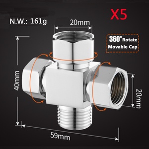 X5 Polished Chrome Brass <b>Sink</b> Valve Diverter Faucet Splitter, Bathroom <b>Sink</b> Faucet to 4 Way Hose Adapter Splitter Fitting - Product Image 2