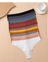 Vente en gros usine – Culottes, slips et strings sexy sans couture en soie glacée douce multicolores à bord festonné pour femmes