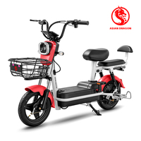 Vélo électrique 2 places HUAN YING en gros, 350W 48V, batterie lithium, avec panier, pour trajets quotidiens des adultes