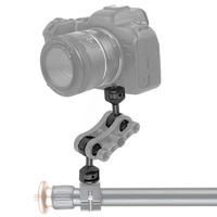 Kepala Bola Tripod Aluminium Alloy 1 Inci dengan Adaptor Sekrup 1/4, Dudukan Penyangga Putar 360 Derajat untuk Kamera GoPro Hero 13 12 11, Lampu, dan Monitor
