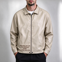 Veste en simili cuir personnalisée avec logo, veste bomber à col zippé pour homme, veste en cuir PU décontractée, streetwear, vente en gros OEM ODM
