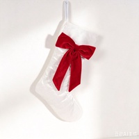 Nouvelle chaussette de Noël en velours rouge bordeaux de 18 pouces, élégante et luxueuse, pour décorer le sapin de Noël, sacs cadeaux
