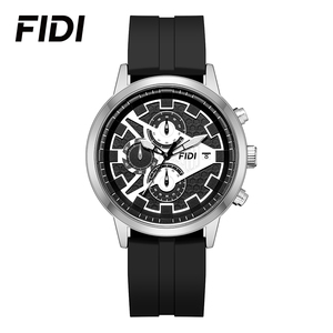 นาฬิกาข้อมือผู้ชาย FIDI รุ่น Mens Gear Dial สีดำ พร้อมโครโนกราฟและสายซิลิโคน - Product Image 2
