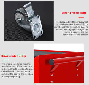 Boîte à outils personnalisable en acier rouge à 7 tiroirs armoire à roulettes Garage chariot à outils coffre à outils - Product Image 6