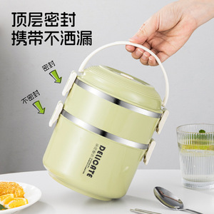 กล่องอาหารกลางวันแบบหลายชั้น ฝาปิดทรงกระบอกแบบฉนวนกันความร้อน สำหรับเด็กนักเรียน - Product Image 2