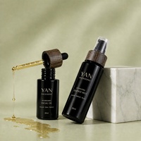 Envase YAN de 30ml 50ml, Botella de Vidrio Violeta/Negro Ecológica Personalizada con Gotero/Bomba y Collar de Ceniza Natural para Aceite Esencial y Sérum