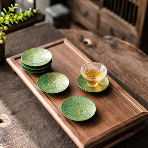 Chinese Handmade Lacquer Coaster Irregular Shape Heat Resistant For Kung Fu <b>Tea</b> <b>Set</b> - Product Image 2