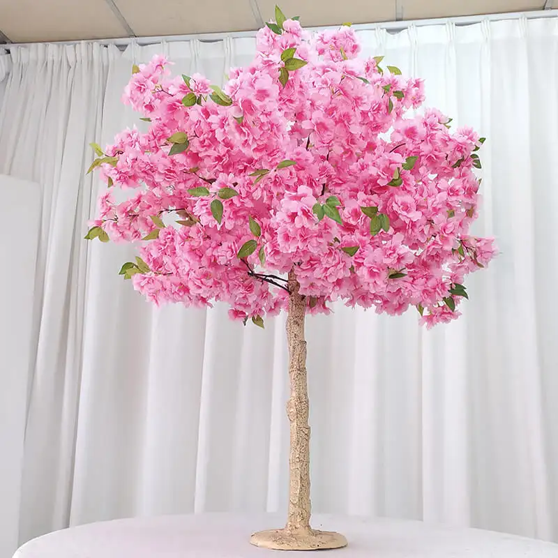 Sentetik dekoratör sahte çiçekler yapay sahte kiraz çiçeği ağacı centerpieces kapalı düğün masa dekorasyon için