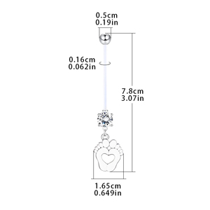 CRYSPURE 14G <span class=keywords><strong>Piercing</strong></span> <span class=keywords><strong>de</strong></span> <span class=keywords><strong>nombril</strong></span> <span class=keywords><strong>de</strong></span> <span class=keywords><strong>grossesse</strong></span> en acrylique, barre longue flexible, avec zircon motif cœur, bijou corporel, vente en gros - Product Image 4