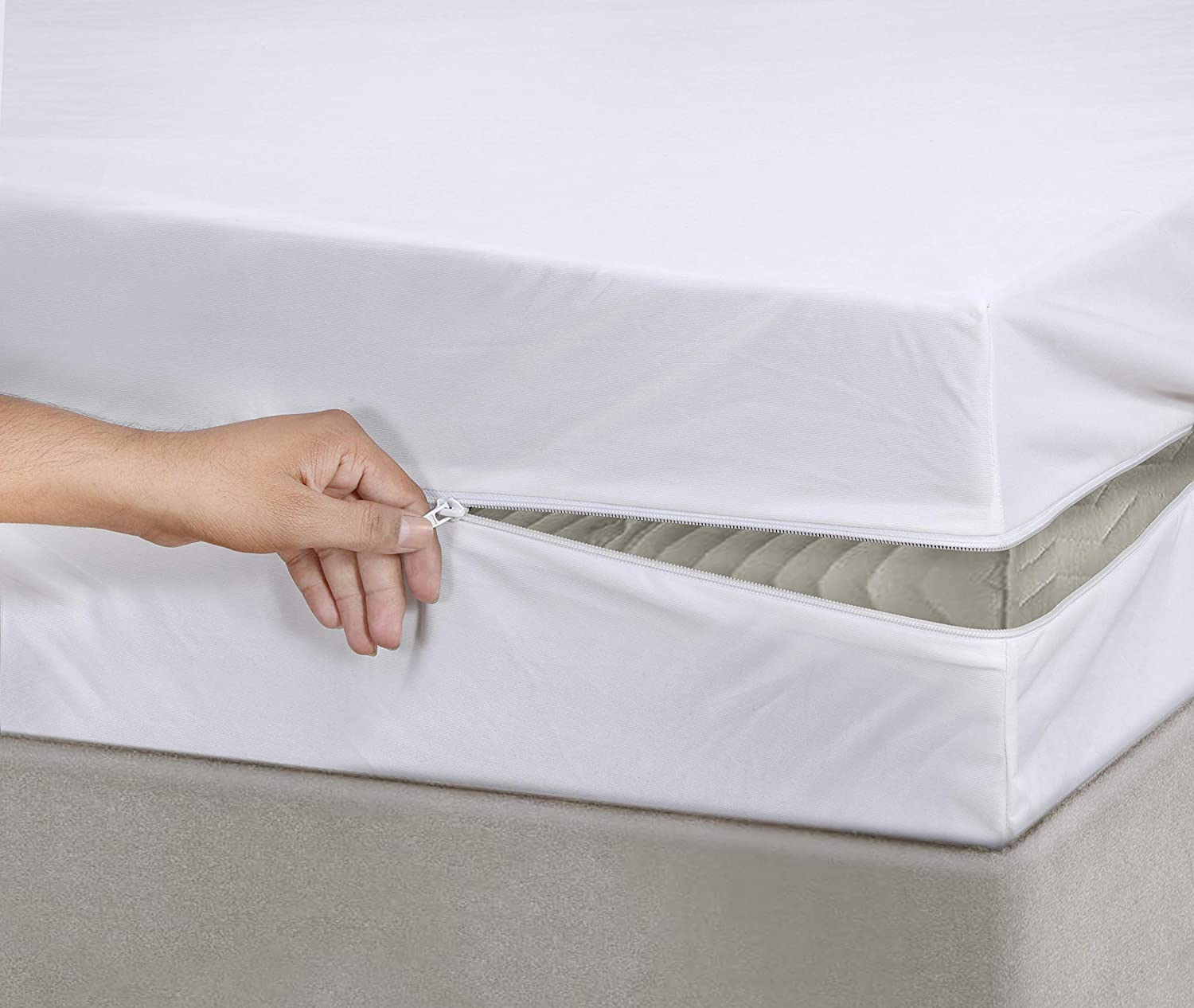 Zipper Hypoallergenic Mattress Protector Encasement Bed Bug 6 Side Waterproof Mattress Cover