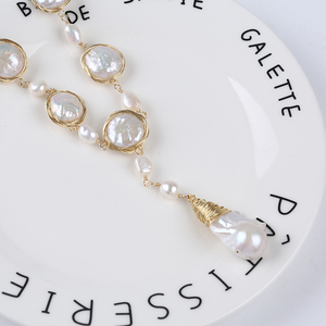 Collar de agua dulce con colgante barroco grande, blanco Natural, elegante, Simple, venta al por mayor - Product Image 6
