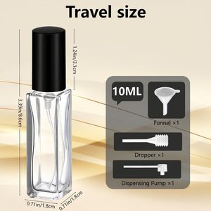 15mm Crimp Neck 5ml 10ml <b>Spray</b> Sample <b>Perfume</b> Small Refill Travel <b>Bottles</b> Eco-friendly Glass Square Shape Screen Printing - Product Image 2