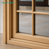 Ventana Arqueada de Madera Revestida de Aluminio Personalizada HUASIN, Ventana Abatible de Doble Hoja con Vidrio Aislante para Villas