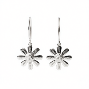 Pendientes colgantes de plata tibetana con forma de flor para mujer, con nombres de meses, bonitos, joyería colgante, regalo, pendientes de aleación chapados en plata - Product Image 1