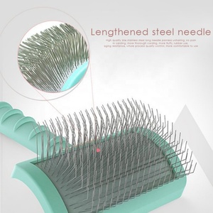 宠物美容别针刷木制工具无痛宠物去毛器猫猫不锈钢狗滑刷 - Product Image 5