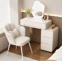 YIFAN Miroir LED sur pied moderne et durable, table de toilette murale avec grand meuble de rangement, en bois de pin blanc et panneau MDF, pour villa