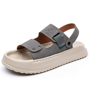 Sandalias de Verano para Exteriores, de Dos Tiras, Punta Abierta, Suela Gruesa, Casuales, para Playa, Tacón Plano de 1.3 cm, Amarillo, Verde, Gris - Product Image 5
