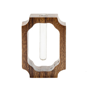 Walnut Wood Transparent Glass <b>Vase</b> <b>Mini</b> Solid Wood Flower Holder For Fresh Flowers Desktop Ornament Japandi Style - Product Image 5