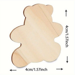 Disesuaikan belum selesai beruang kayu bentuk 20 Pak irisan Laser-Cut untuk proyek seni DIY dan dekorasi rumah Dropshipping