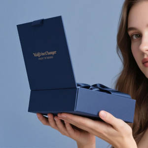 맞춤 인쇄 네이비 럭셔리 코스메틱 자석 인서트 견고한 선물 상자 뚜껑 포함 디럭스 하드 자석 주얼리 선물 상자 - Product Image 1