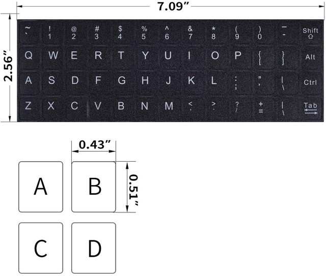 Universal English Keyboard Stickers Computer Keyboard Stickers Black Background With White Lettering for Computer Laptop Noteboo