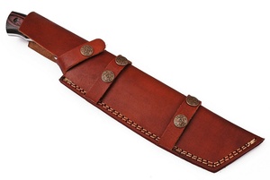 Cuchillo rastreador de caza de acero de Damasco hecho a mano personalizado con mango de hueso Tang completo y Funda de cuero compatible con OEM - Product Image 6